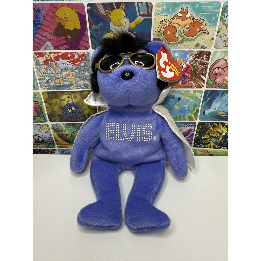 Ty Beanie Babies Elvis Bear Plush 9" With Sunglasses & Cape NWT
